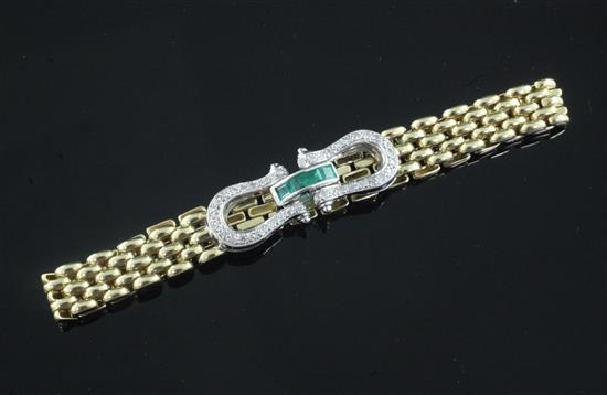 An 18ct gold, emerald and diamond set bracelet,